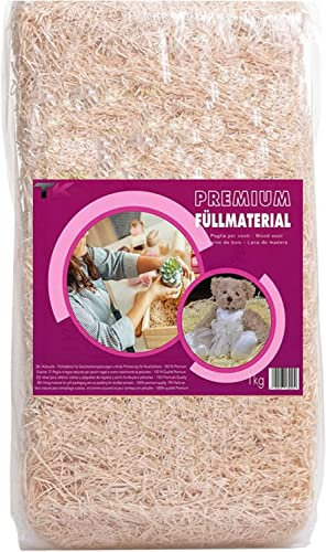 Virutas de madera ideal como material de relleno para embalaje - Paja decorativa para cestas y paquetes de regalos (1 kg)