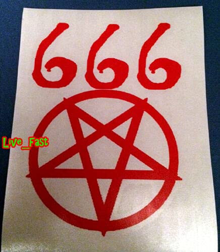 myrockshirt 666 Inverted Pentagram Aufkleber Sticker Vinyl Bumper Window Satan Satanic Horror 15 cm