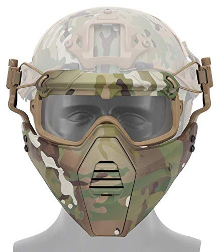 NC Taktische Airsoft Halbmaske Stahlgitter, Abnehmbare Schutzbrillen Set für Airsoft Paintball Rollenspiele Halloween Party