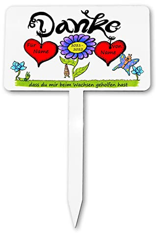 personalisierter Blumentopf Stecker Danke, dass du mir beim Wachsen geholfen hast MIT NAMEN personalisiert/Geschenkidee Erzieherin, Erzieher, Tagesmutter,