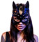 Kangmeile Masque d'halloween Femme Sexy Cosplay Chat en Cuir PU Rivet Oreille de Chat Demi-Masque Halloween Carnaval