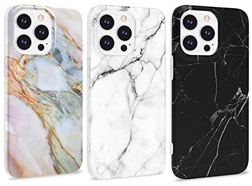 Yiscase 3 Stück Marmor Hülle Kompatibel mit iPhone 14 Pro Max Hülle Marmor Silikon Matt, Weich TPU Handyhülle Ultra Dünn Flexible Marble Case für iPhone 14 Pro Max, 6.7'' (2022) - Weiß, Schwarz,Grau
