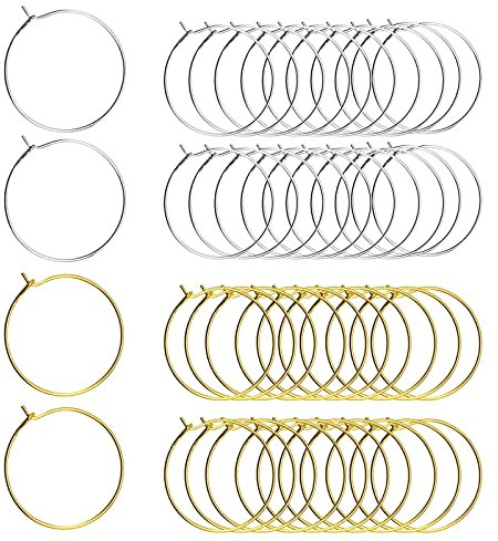 Hyakoz 200 Stück Weinglas Ringe Anhänger 30 * 25mm Weinglas Charm Rings Weinglas Markierungen Wein Glas Charme Ring für DIY Handwerk Party Favors(Gold und Silber)