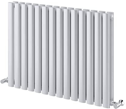Ingarsby Horizontal Radiator Oval Panel Vertical Double Column Hallway Bathroom Radiator 600 x 820 White