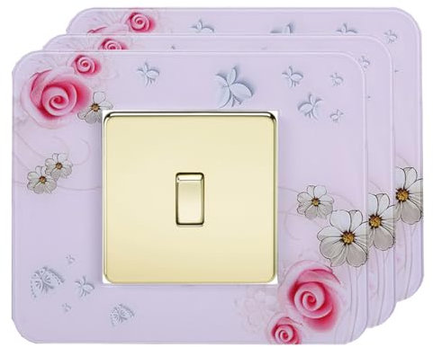 3 Pack Acrylic Light Switch Surround, Light Socket Surround, Pink Flower Light Switch Sticker Finger Plate