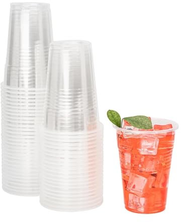 HOMESHOPA Clear Plastic Cups, 50 Pack Half Pint (10oz/280ml) Disposable Patry Drinking Glasses for Beer, Water, Juice, Kitchen Tumbler for Camping, Travel, Picnic, Parties, Events and Celebrations