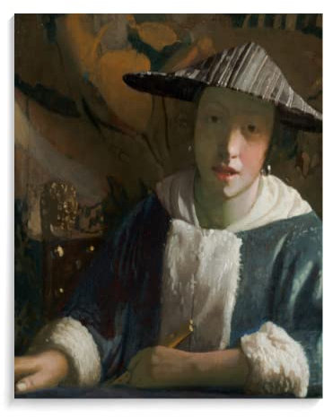 NNALEGS Malen Nach Zahlen Erwachsene Berühmte Gemälde Mädchen Mit Einer Flöte - Johannes Vermeer,Malen Nach Zahlen Leinwand Mit Rahmen 40X50Cm Landschaft,Acryl,Mit 3 Bürsten,A16