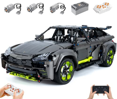 Technik Auto für Lambor Urus, Mit Power Functions Set, 1:8 Groß Auto Modellbausatz, 3251 Teile Klemmbausteine Technik Auto MOC Set, Kompatibel mit Lamborghini Urus Technik