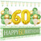 60 Geburtstag Deko Grün Gold, Lange Happy 60th Birthday Banner 210×40cm, Luftballon 60. Geburtstag und Dreieckiges Flaggen, Grün Gold Geburtstagsdeko für 60 Frauen Mann