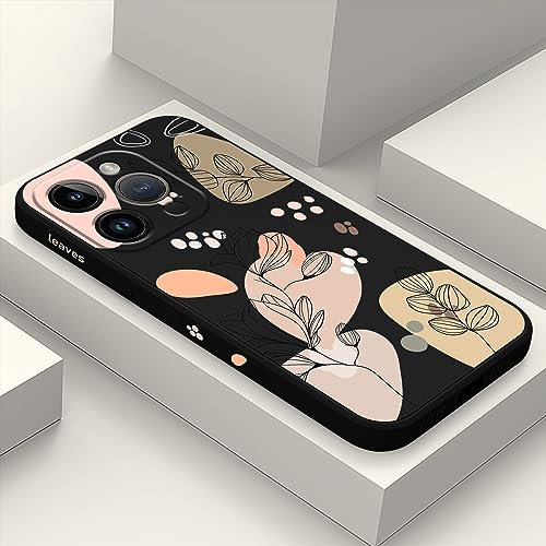 LEECG für iPhone 15 Pro Hülle Kreative Muster Design für iPhone 15 Pro Handyhülle Mikrofaser Weiche Flüssigem Silikon Cover-Morandi Schwarz