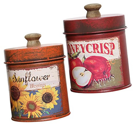 DOITOOL 2 Pièces Rangement Vintage avec Couvercle Petit Seau Poubelle Bidon en Métal Galvanisé Boîtes De Conserve Rustiques Petite Poubelle Mini-Pots Le Fer Bureau Pot De Cuisine Miniature