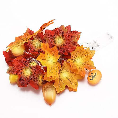 Herbst Lichterkette, Herbst Blättergirlande, Lichterkette, 10 Ahornblatt Licht, Länge 1.5 Meter Benutzt für Herbstdeko und Weihnachtsdeko Halloween Thanksgiving Deko Party Deko Tischdeko (10LED 1.5M)