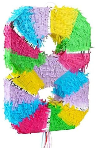 Pinata Zahl 8 bunt pastell