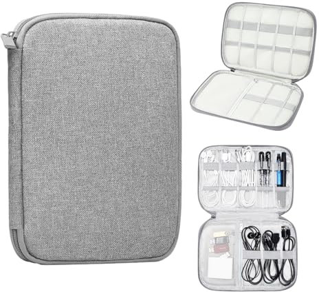 CPYJW Organizer Cavi,Accessori Viaggio Borsa Da Viaggio Custodia Cavi Resistente All'Acqua Per Cavo Del Telefono Cellulare Disco Rigido Power Bank Scheda Sd Borsa Per Cavi Organizzatore Cav(Grigio)