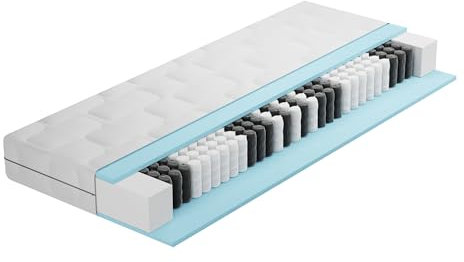BMM Matelas 140x190 cm Ortho Medic avec Noyau à Ressorts ensachés Niveau de fermeté H3/certifié Öko-Tex/Matelas Ergonomique à 7 Zones Hauteur 21 cm/Matelas fabriqués en Allemagne