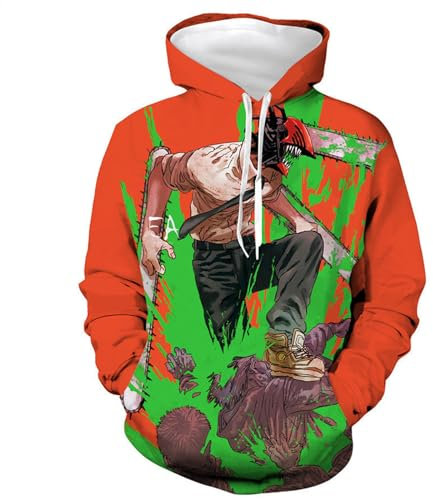 Chainsaw Man Hoodies 3D Print Sweatshirt Chainsaw Man Denji Hooded Long Sleeve Tops Pullover with Pocket