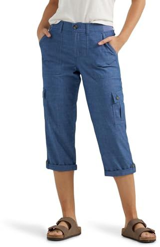 Lee Women's Ultra Lux Comfort with Flex-to-Go Cargo Capri Pant Chambray 18