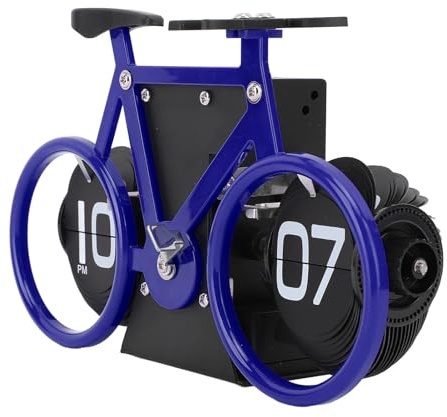 Ausla Fahrradförmige Flip-Uhr, Vintage-Timer mit Mechanischem Getriebe, Büro-/Heimschreibtisch-Dekoration mit Zeit- und Erinnerungsfunktion (Blue)