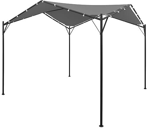 ARKEM Gazebo Pergola con Telo Impermeabile Richiudibile E Struttura Rettangolare in Acciaio Inossidabile Ad Alta Densità, per Arredo Giardino, Terrazzo e attività Commerciale,Gazebo 4x4 m Antracite