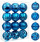 Hollyone 12PCS Blau Weihnachtskugeln Ornamente Set 8CM Glitzernde Christbaumkugeln für Weihnachtsdekorationen Handbemaltes Hängendes Weihnachtsschmuck für Weihnachtsbaum Urlaub Party