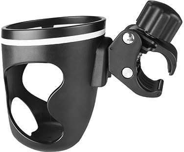 TOYANDONA Universal Cup Holder for Lawn Mower Rotatable Bottle Organizer for Pushchair Stroller Bicycle Scooter Plastic Construction Adjustable Clamp for 20-45mm Rods Anti-Slip Rubber