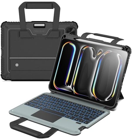 Nillkin Easy Carry Go Keyboard Case for iPad Pro 11 inch (M4,2024) with Handle, 180°Adjustatable Stand,Pencil Holder,Backlit Magic Keyboard with Trackpad,Magnetic Detachable Keyboard -Black