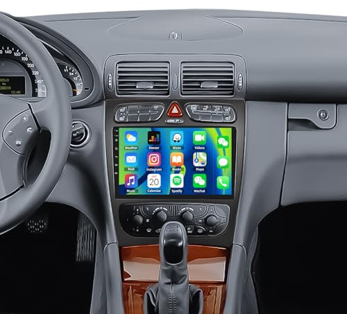 [1+32G] SIXWIN Android 13 Radio Coche para Mercedes-Benz C-Klasse/CLK(4 Türen) 2002-2004, 9 Pulgadas Pantalla Táctil con Bluetooth/GPS/FM/RDS/WiFi/USB Enlace Espejo/Mandos en el Volante+Canbus