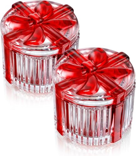 H&D HYALINE & DORA Bocal à bonbons de Noël en verre transparent avec couvercle - Bocaux d'apothicaire en verre transparent pour fête de Noël, buffet