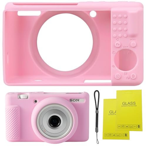SZHSYJY Camera Case for Sony ZV-1F/ ZV-1 II/ZV-1M2 Digital Camera,ZV1F Soft Silicone Protective Bag,Anti-Scratch Slim Fit Soft Sleeve with ZV1 F Screen Protector and Strap Wrist. (Pink)