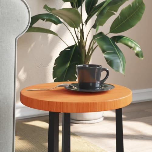 qohoio Tischplatte Rund Wachsbraun Ø30x2,5 cm Tabletop Holzlatten Schreibtischplatte Massivholzplatte Tischplatte Massivholz Kiefer