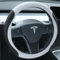 Uxcer Nappa Leather Steering Wheel Cover for Tesla Model 3/Y 2016-2025 2026 Juniper/Highland, Non-Slip Breathable Tesla Model 3/Y Steering Wheel Protector, White