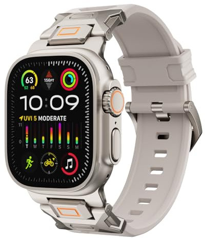 FiNESTONE Cinturino per Apple Watch Ultra 2 e Ultra – Fluororubber (FKM) Sport Band 49 mm per Apple Watch Ultra 2/Ultra/Series 9/8/7/6/5/4/3/2/1/SE 45 mm 44 mm 42 mm robusto cinturino resistente