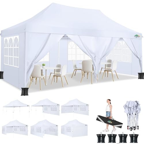 COBIZI Faltpavillon 3X6m Wasserdicht Stabil Pavillon 3x6m, Partyzelt Faltbar Anti-UV mit 6 Seitenwänden, Gartenpavillon für Hochzeiten, Freien, Garten, Party