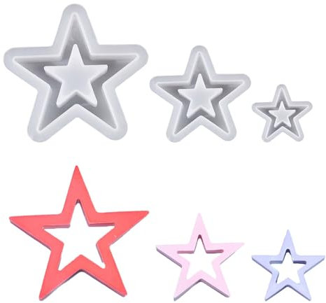 3 moldes de silicona para hacer adornos, moldes de silicona de estrella hueca, moldes de resina para manualidades, adecuados para estudiantes de arte