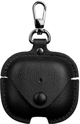 KUSINHOKA Custodia Compatibile con AirPods 4, Anti-Graffio Cover Protettiva in Pelle con Moschettone, Antiurto Portatile Protettiva Custodia per AirPods 4 2024, Nero