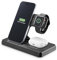 Teknoll - Wireless Charging Station - 15W per wireless smartphone - 5W per bluetooth audio - Slot cavo originale Apple Watch - Cavo USB-A to USB-C incluso - Ricarica simultanea - Nero