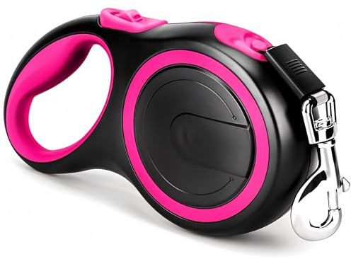 Retractable & Extendable Dog Lead/Leash, 8m Extra Long for Medium to Large Breeds Up to 110 lbs (50 kg) (Pink)
