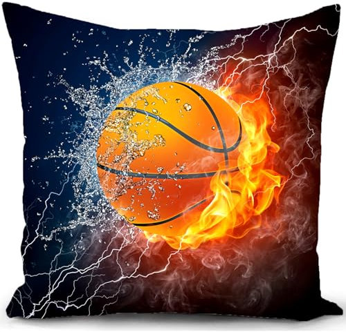 HUASHUZI Kissenbezug 40x40 Kissen Basketball Geschenke für jung Zimmer deko Geburtstag Kinder jugendzimmer Basketball Accessoires Sachen sofakissen dekokissen kissenbezüge