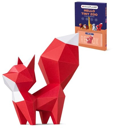 ORIGAMIPLANET Rotfuchs 3D Papiermodell, Red Fox Papierbastelset Papercraft DIY Origami Papierskulptur, geometrische Tierfigur Dekoration für Erwachsene