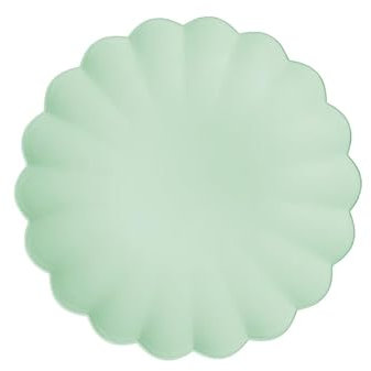 4 piatti di plastica a balze, 22 x 22 cm, verde salvia verde chiaro, piatti riutilizzabili