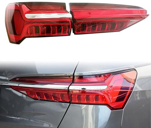 SCMDNOZ Auto Rückleuchten für Audi A6 C8 2019 2020 2021 2022 2023, Links Rechts Bremslichter Heckleuchten Rücklicht-Komplettsets Ersatz Zubehör,Right Inner