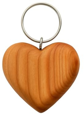 Wooden World - Wooden Keychain in the Shape of a Large Heart Wooden Keychain for Home Keys - 4 x 5 cm