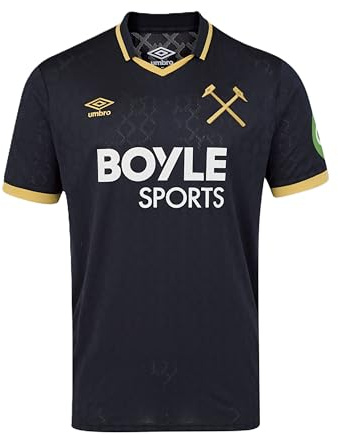 Umbro West Ham United FC Men's Third Short Sleeve Shirt, Sky Captain/Orche, M