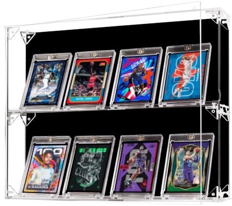 Baseballkarten Vitrine, 2-Schicht Acryl abgestufte Karten-Display-Rahmen mit Magnettür, Sammelkarten-Display mit UV-Schutz, Wandvitrine für Baseballkarten, Fußballkarten, Sportkarten, Pokemon Karten