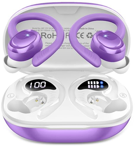 Hupoaf Wireless Earbud Sport, 3D-Stereo Bluetooth 5.4 Headphones Deep Bass in Ear Buds, 4 ENC Noise Cancelling Mic Earphone, 50+Hrs USB-C IP-X7 Waterproof Headset Running Workout Gym for Android iOS