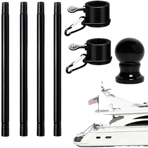 kaiop Mât De Pavillon Bateau - Mât De Drapeau Rotatif Robuste | Accessoires Extérieur pour Golf Plage Camion Moto Remorque - Remorque Extérieur