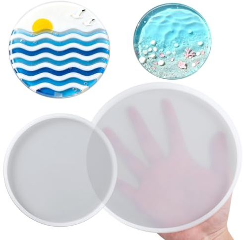 Zelphvt 2 Stück Silikonform Untersetzer Rund 13cm 18cm Silikonform für Untersetzer Resin Formen für Epoxidharz-Gießen, DIY-Untersetzer, Kerzenhalter