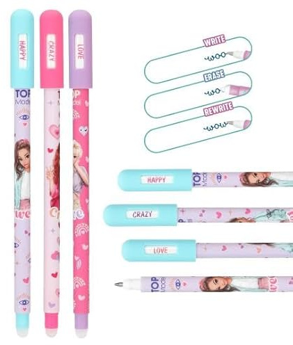 Depesche TOPModel Radierbarer Gelstift | löschbarer Tintenstift mit Radierer | 0,7 mm Spitze | Write-Erase-Rewrite Funktion | farblich sortiert 1 Stück