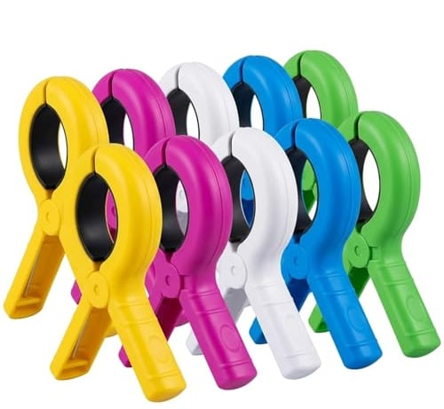 10 Stück Handtuchklammern für Strandliegen, Große Wäscheklammern mit Windschutz, Strand Zubehör für Outdoor Camping und Reisen, Stabile Handtuch Clips für Dicke Kleidung und Badetücher