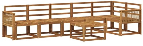 vidaXL Outdoor-Sofagarnitur 7 pcs Natur Massivholz Akazie, Modernes Garten-Sofa Set, wetterfestes Möbel, Sektional für die Terrasse, Akazienholz, Entspannung im Freien
